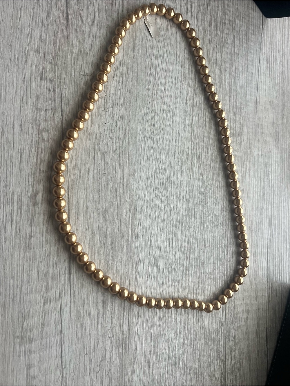 Gold Tone Beaded Statement Necklace | Classic Ball Bead Strand - Picture 5 of 6